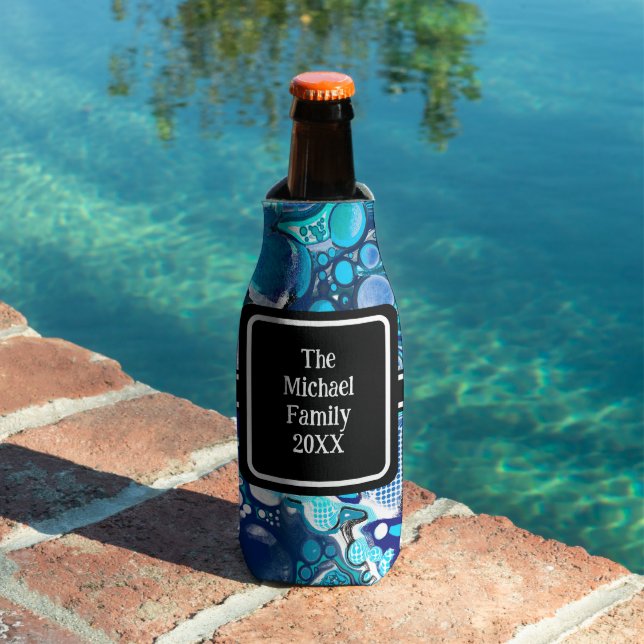 Personalisiertes Blaues Meer Blubles Abstrakte Kun Flaschenkühler (In Situ Pool)