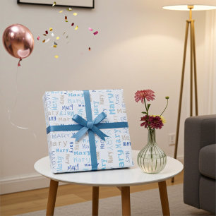 Personalisiertes blaues Namensgeschenkverpackungsp Geschenkpapier