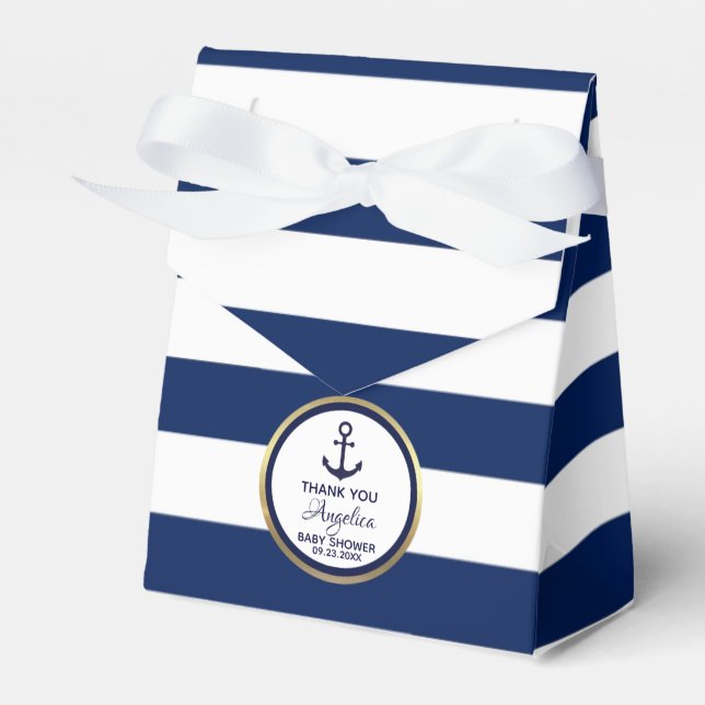 Personalisiertes blaues nautisches Brautparty Geschenkschachtel (Vorderseite)