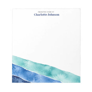 Personalisiertes Blaues Ozean-Aquarell-Schreibheft Notizblock