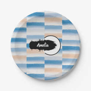 Personalisiertes blaues Pfirsichwasser Runde Pappteller