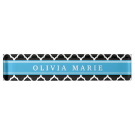 Personalisiertes blaues Quatrefolienmuster Namensplakette