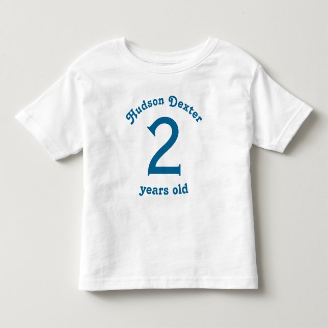Personalisiertes blaues Retro zwei Jahre alt Kleinkind T-shirt (Vorderseite)