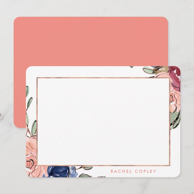 Personalisiertes blaues Rosa Pink Elegantes Stadiu Mitteilungskarte (Vorne/Hinten)