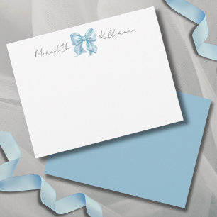 Personalisiertes blaues Schleifen Namensmonogramm Mitteilungskarte