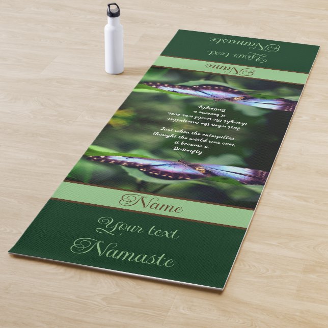 Personalisiertes blaues Schmetterling inspirierend Yogamatte (Beispiel)