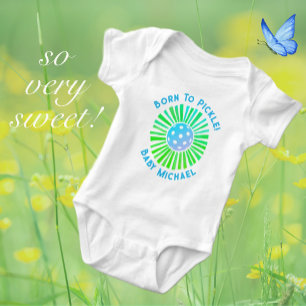 Personalisiertes Blaues und Grünes Pickleball  Baby Strampler