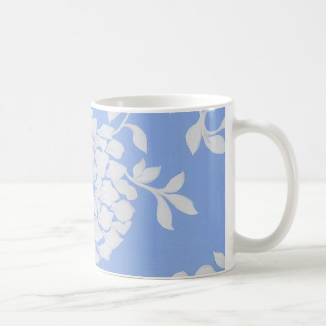 Personalisiertes blaues und weißes Blumenmuster Kaffeetasse (Rechts)