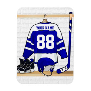 Personalisiertes blaues und weißes Eis-Hockey Magnet