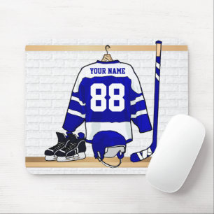 Personalisiertes blaues und weißes Eis-Hockey Mousepad