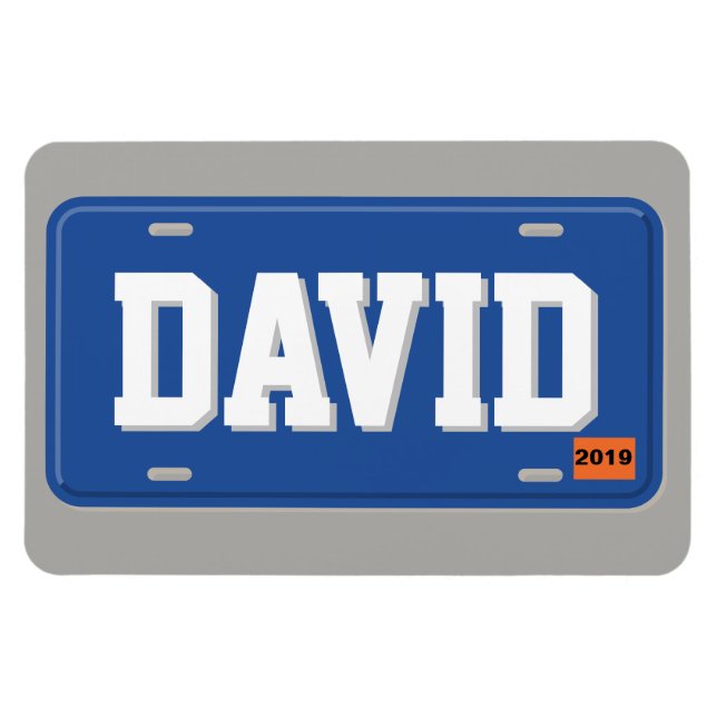 Personalisiertes blaues und weißes Lizenzschild Magnet (Horizontal)