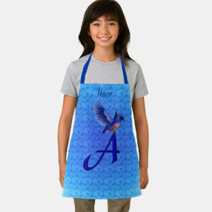 Personalisiertes Blaues-Vogel-Monogramm Initial A Schürze