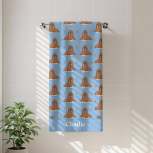 Personalisiertes Blaues Walross Kinder Badehandtuch