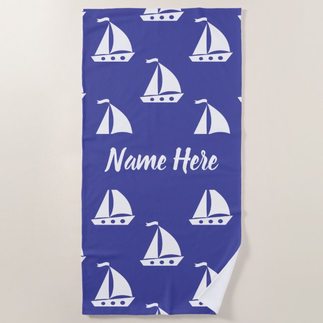 Personalisiertes blaues Wasser mit individuelle Na Strandtuch (Vorderseite)