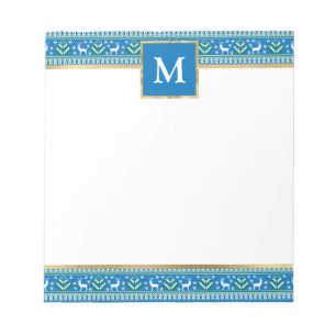 Personalisiertes blaues Weihnachten Fair Isle Notizblock