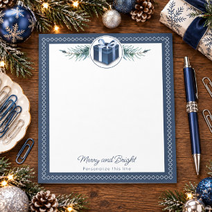 Personalisiertes blaues Weihnachtsgeschenk Notizblock