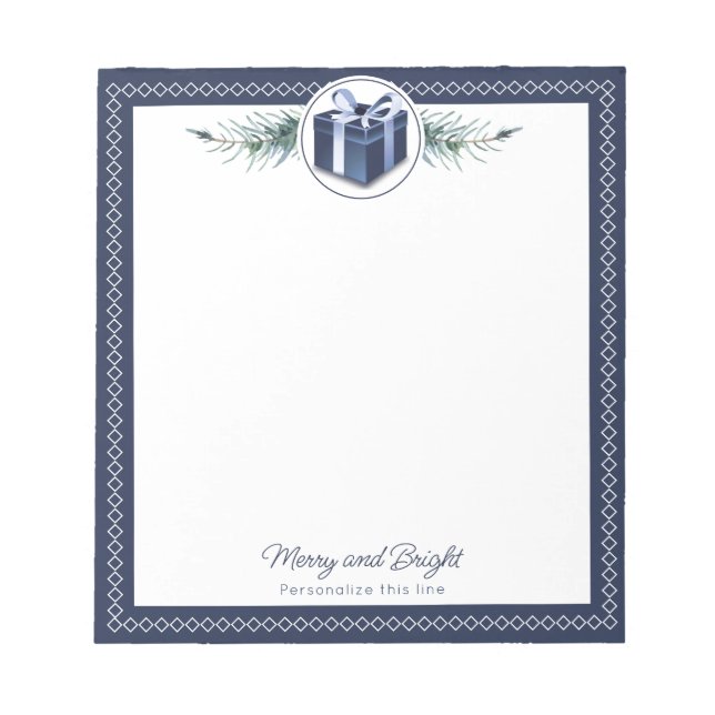 Personalisiertes blaues Weihnachtsgeschenk Notizblock (Vorderseite)