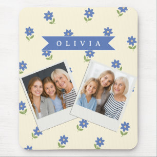Personalisiertes blaues Wildblumen-Muster Namensge Mousepad