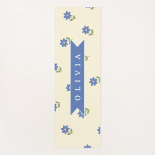 Personalisiertes blaues Wildblumen-Muster Namensge Yogamatte