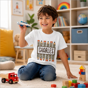 Personalisiertes Bleistift-Name zum Schulbeginn T-Shirt