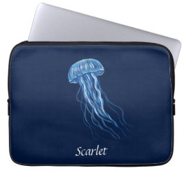 Personalisiertes Blue Jellyfish-Illustrationsdesig Laptopschutzhülle