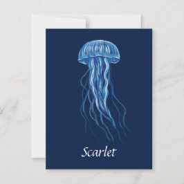 Personalisiertes Blue Jellyfish-Illustrationsdesig Postkarte