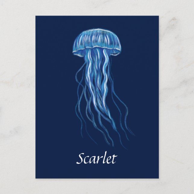 Personalisiertes Blue Jellyfish-Illustrationsdesig Postkarte (Vorderseite)