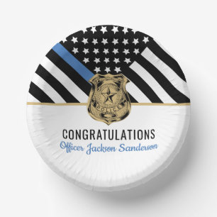 Personalisiertes Blue Line Police Retirement Party Pappteller
