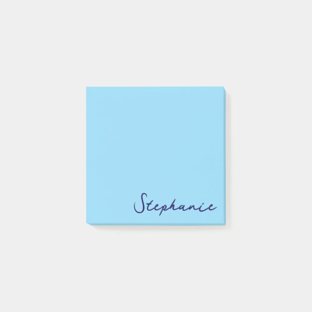 Personalisiertes Blue Script Post it Sticky Notes Post-it Klebezettel (Vorderseite)