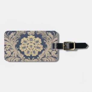 Personalisiertes Blue und Gold Damask Gepäckchen Gepäckanhänger