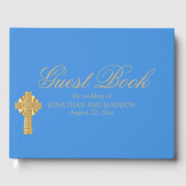 Personalisiertes Blue Wedding Guest Book, Christli Gästebuch (Vorderseite)