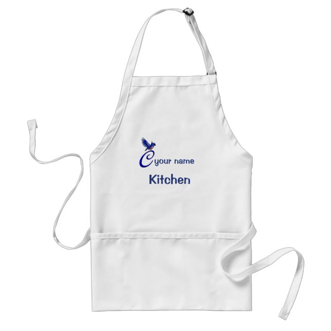 Personalisiertes Bluebird-Monogramm Anfangsbuchsta Schürze (Vorne)