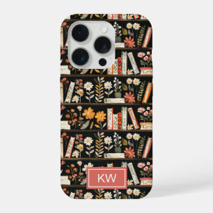 Personalisiertes Blumen Bücherregal Handyhülle iPhone 15 Pro Hülle
