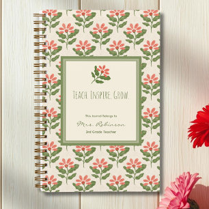 Personalisiertes Blumen-Lehrer-Dankeschön-Journal Notizbuch