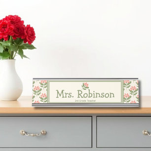 Personalisiertes Blumen-Lehrerpult Namensschild