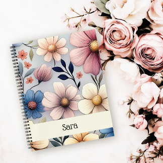 Personalisiertes Blumen-Notizbuch, College-Linieru Notizbuch