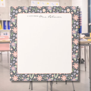 Personalisiertes Blumen-Notizbuch für Lehrer Notizblock