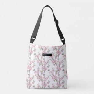 Personalisiertes Blumen-Zweig-Muster Rosa Tragetaschen Mit Langen Trägern