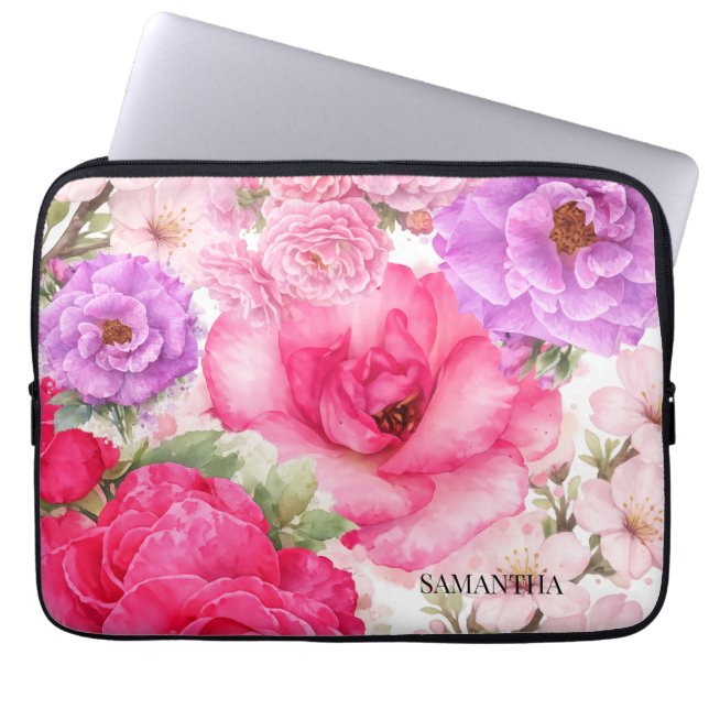 Personalisiertes Blumendesign Laptopschutzhülle (Vorderseite)