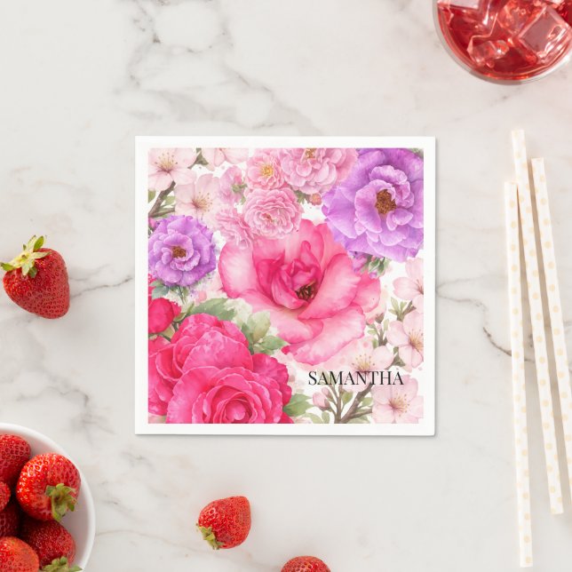Personalisiertes Blumendesign Serviette (Beispiel)