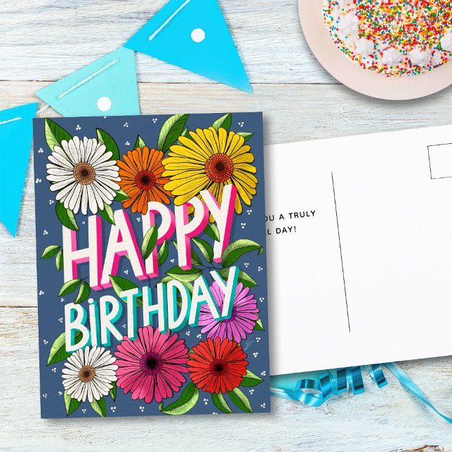 Personalisiertes Blumengeschmack zum Geburtstag Postkarte (Von Creator hochgeladen)