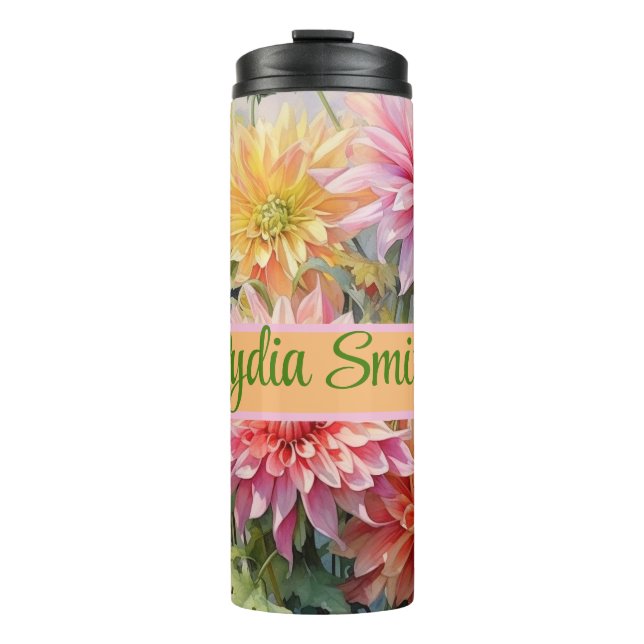 Personalisiertes Blumengetränk Thermosbecher (Vorderseite)