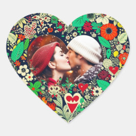 Personalisiertes Blumenherz Rahmen Romantisches Ge Herz-Aufkleber