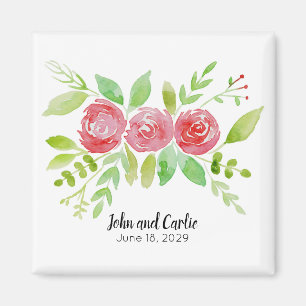 Personalisiertes Blumenhochzeits-Gastgeschenk Magnet