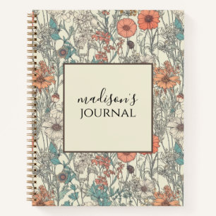 Personalisiertes Blumenjournal Notizbuch
