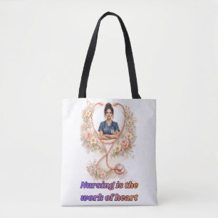 Personalisiertes Blumenkrankenschwester-Porträt    Tasche