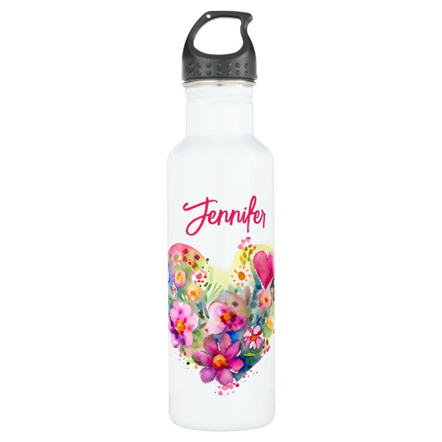 Personalisiertes Blumenkraut Edelstahlflasche (Vorderseite)