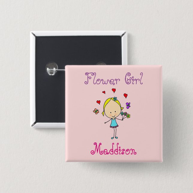 Personalisiertes Blumenmädchen Button (Vorne & Hinten)