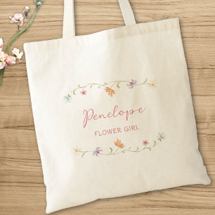 Personalisiertes Blumenmädchen-Wasserfarben-Blumen Tragetasche