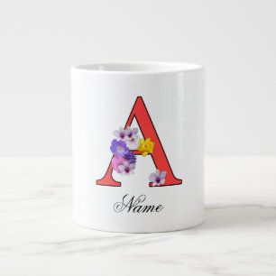 Personalisiertes Blumenmonogramm A + Name Jumbo-Tasse